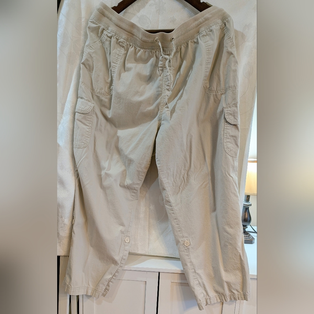 Woman Within Beige Straight-Leg Cargo Pants